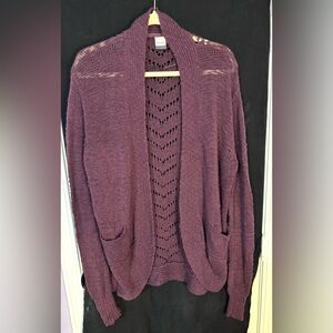 Roxy Deep Purple Open-Front Cardigan